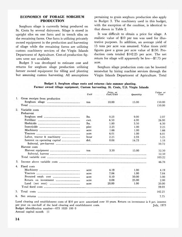 Grain sorghum and forage : production and utilization potential in St. Croix, U.S. Virgin Islands Virgin Islands - 0018