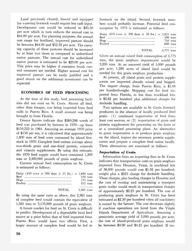 Grain sorghum and forage : production and utilization potential in St. Croix, U.S. Virgin Islands Virgin Islands - 0020