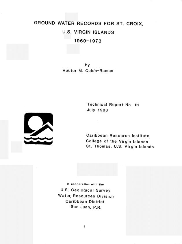 Ground water records for St. Croix, U.S. Virgin Islands - 0001