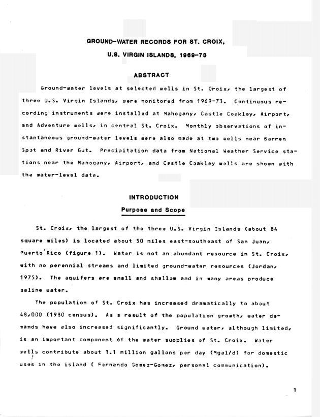 Ground water records for St. Croix, U.S. Virgin Islands - 0004