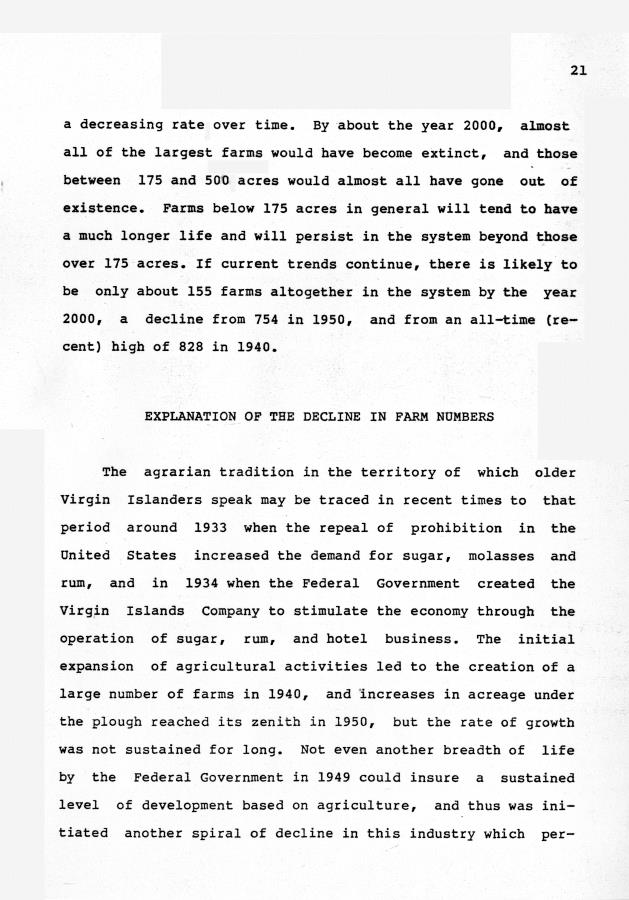 The decline of agriculture and projection of the number of farm units in the United States Virgin Islands - 0022