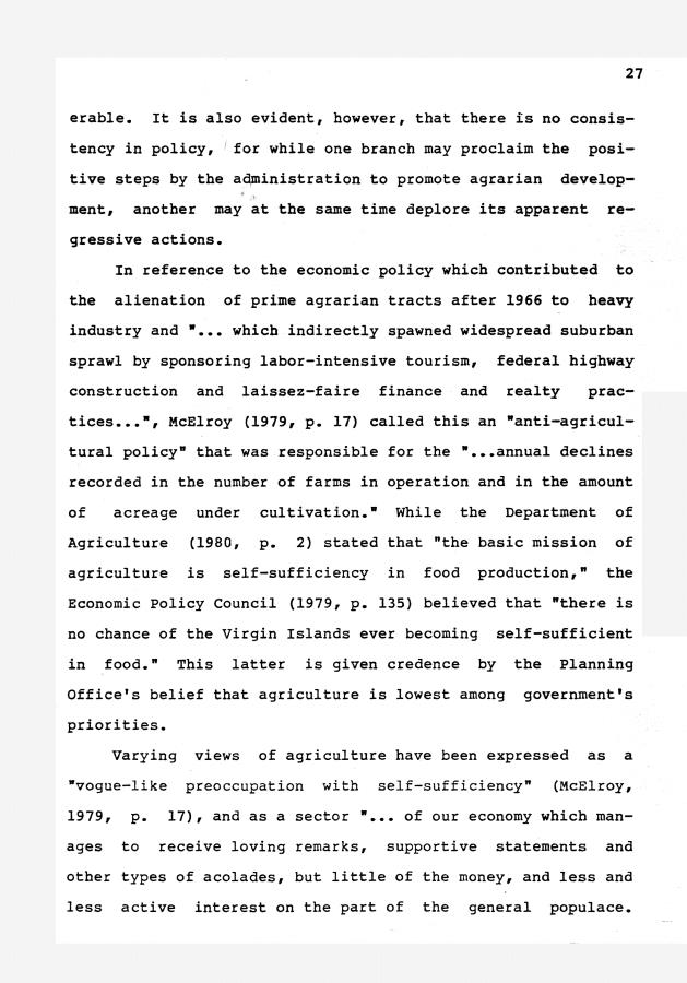 The decline of agriculture and projection of the number of farm units in the United States Virgin Islands - 0028