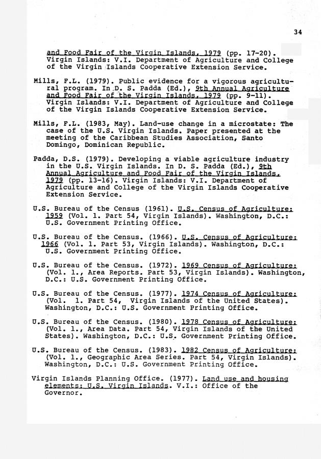 The decline of agriculture and projection of the number of farm units in the United States Virgin Islands - 0035