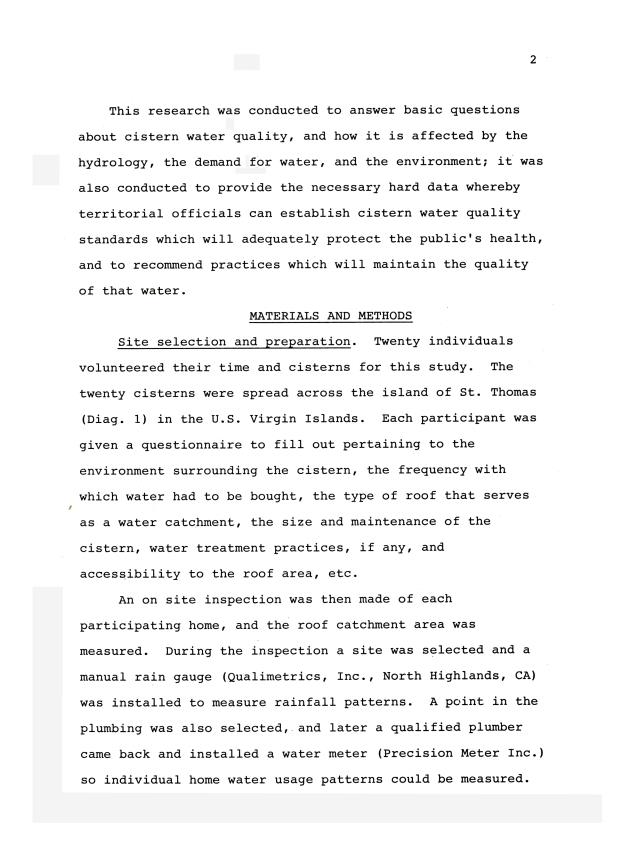 Maintenance of cistern water quality and quantity in the Virgin Islands - 0007