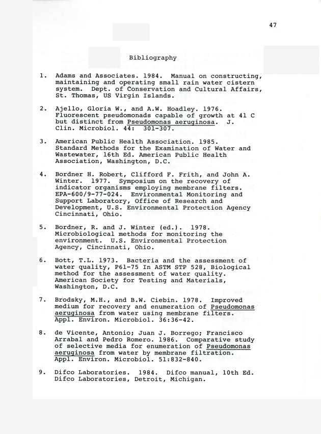 Maintenance of cistern water quality and quantity in the Virgin Islands - 0052