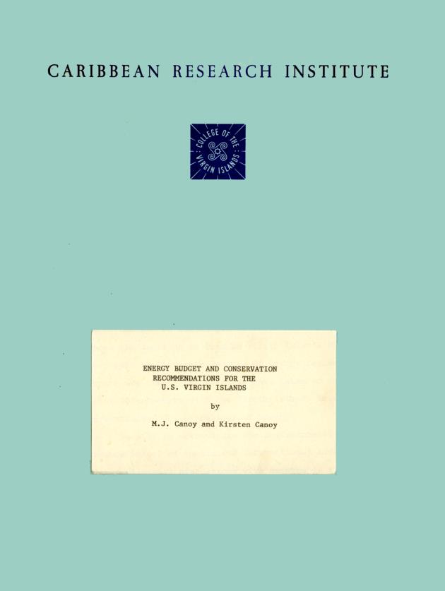 Energy budget and conservation recommendations for the U. S. Virgin Islands - 0000-front