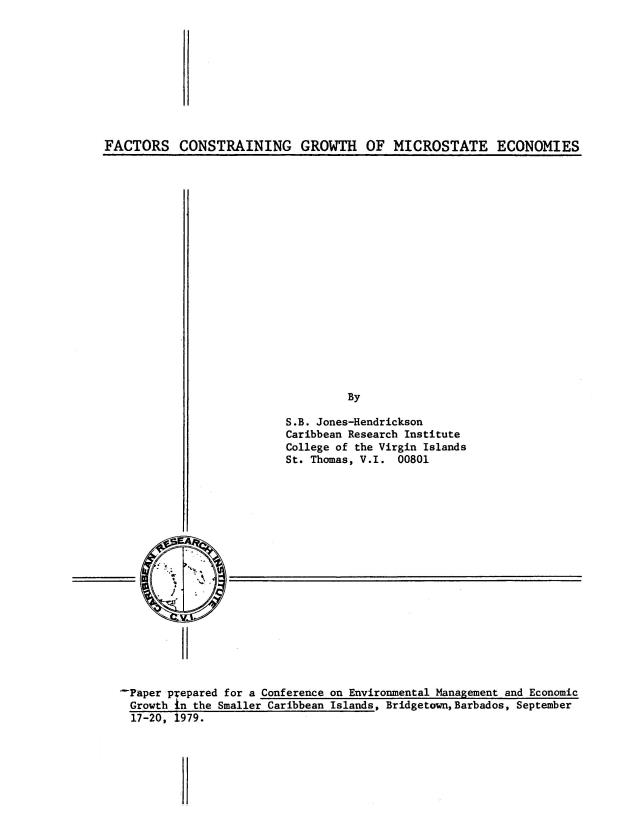 Factors constraining growth of microstate economies UVI Faculty Publications - 0001