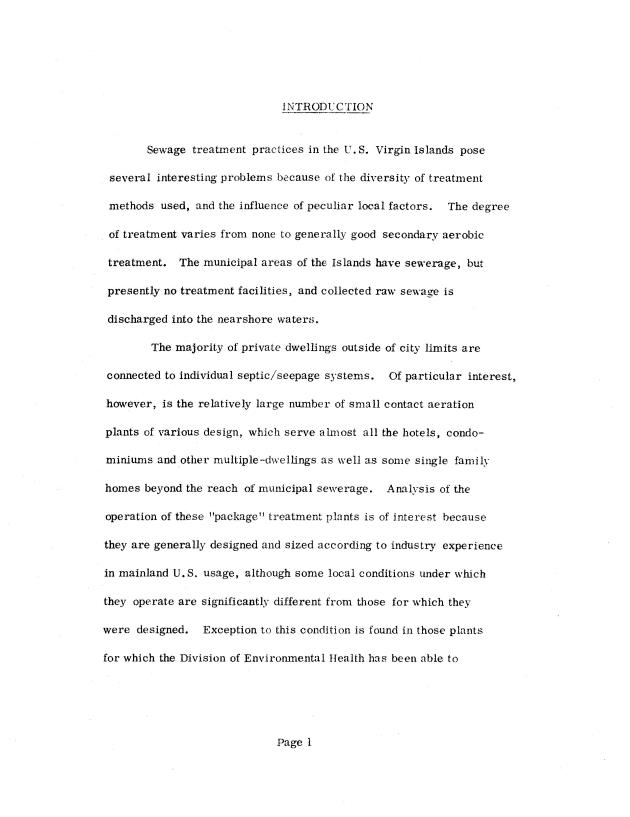 Operating efficiencies of package sewage plants on St. Thomas, V.I. - 0003