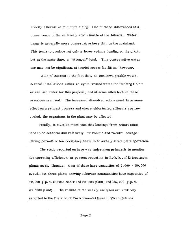 Operating efficiencies of package sewage plants on St. Thomas, V.I. - 0004