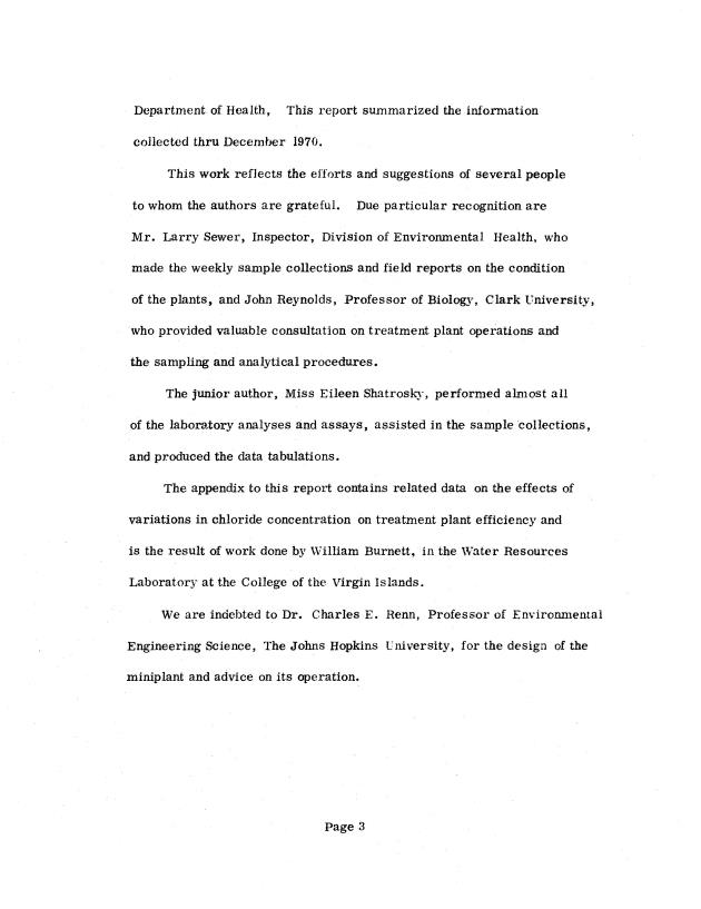 Operating efficiencies of package sewage plants on St. Thomas, V.I. - 0005