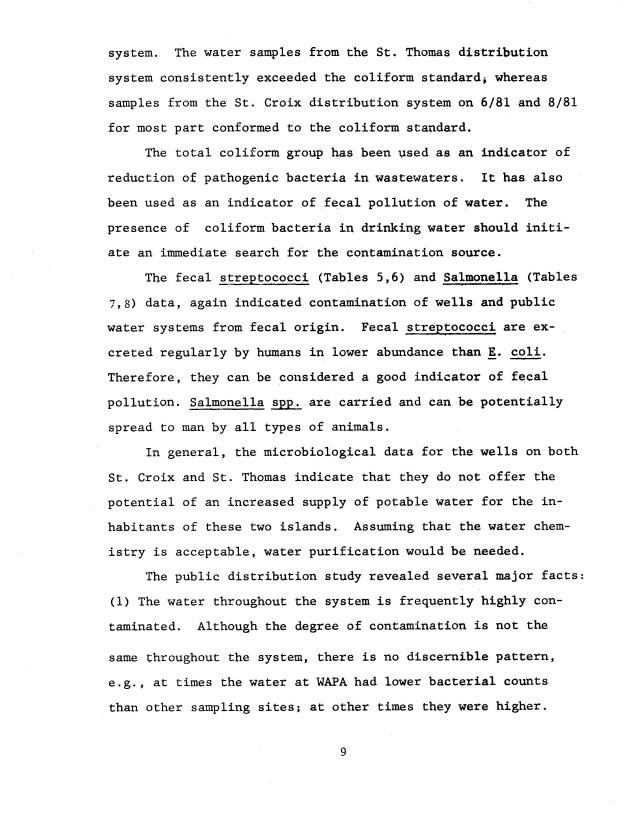 Microbial quality of water in old wells and the public distribution system in the U.S. Virgin Islands - 0015