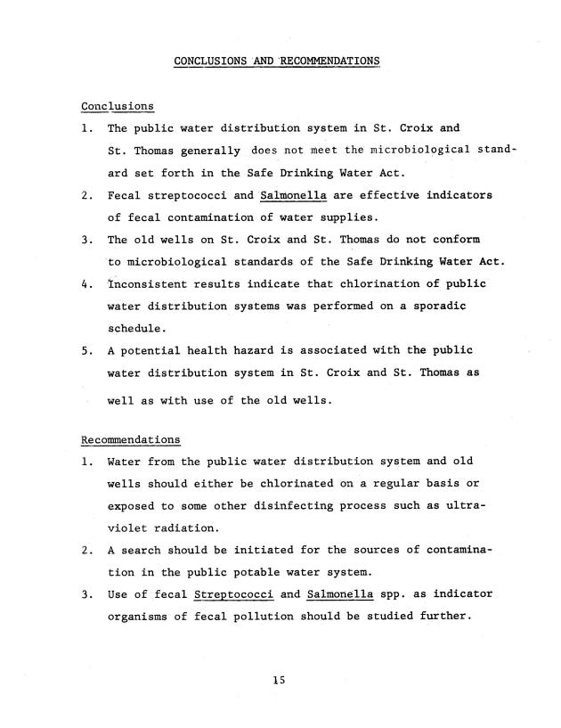 Microbial quality of water in old wells and the public distribution system in the U.S. Virgin Islands - 0021