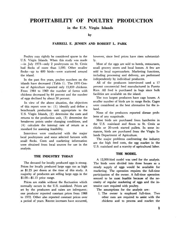 Profitability of poultry production in the U.S. Virgin Islands - 0006