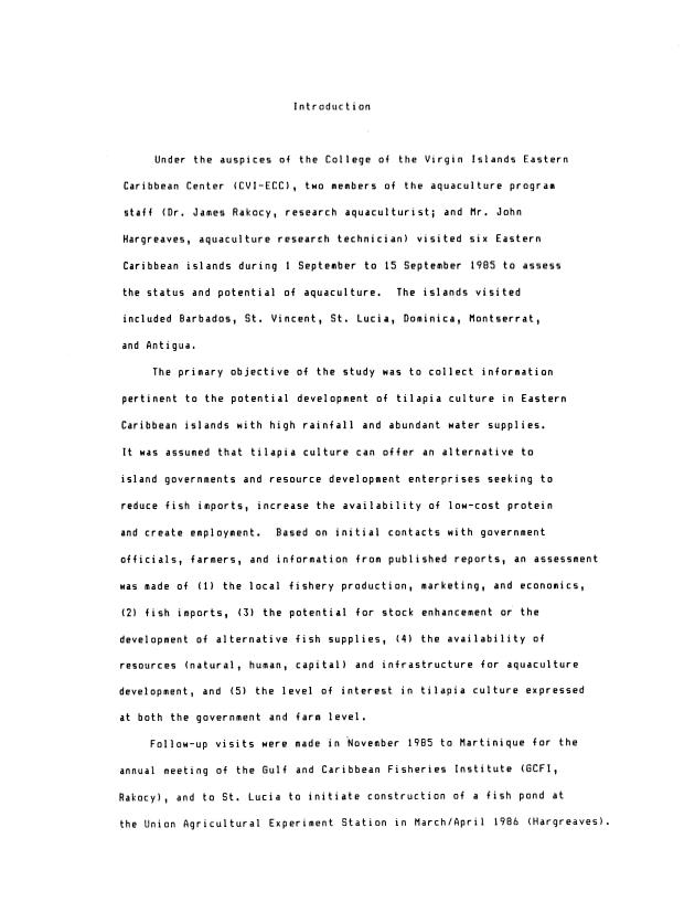 Assessment of aquaculture in the Eastern Caribbean ... : a pilot study of: Antigua, Barbados, Dominica, Montserrat, St. Lucia and St. Vincent - 0003