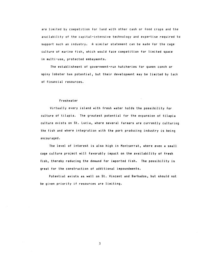 Assessment of aquaculture in the Eastern Caribbean ... : a pilot study of: Antigua, Barbados, Dominica, Montserrat, St. Lucia and St. Vincent - 0005