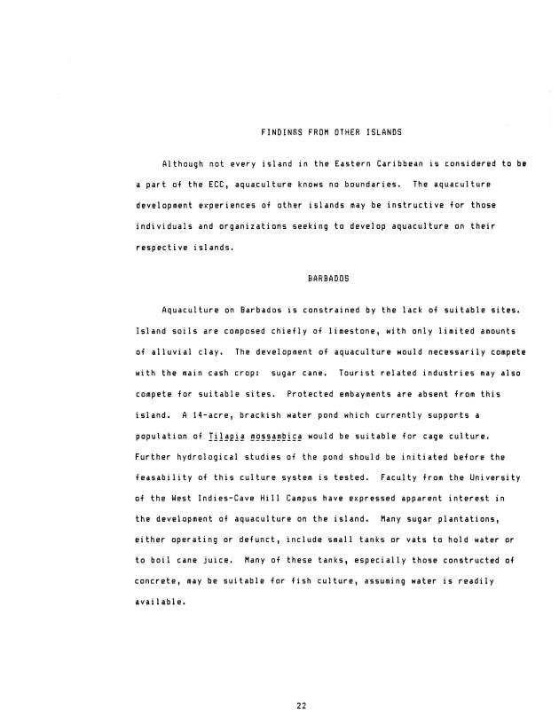 Assessment of aquaculture in the Eastern Caribbean ... : a pilot study of: Antigua, Barbados, Dominica, Montserrat, St. Lucia and St. Vincent - 0024