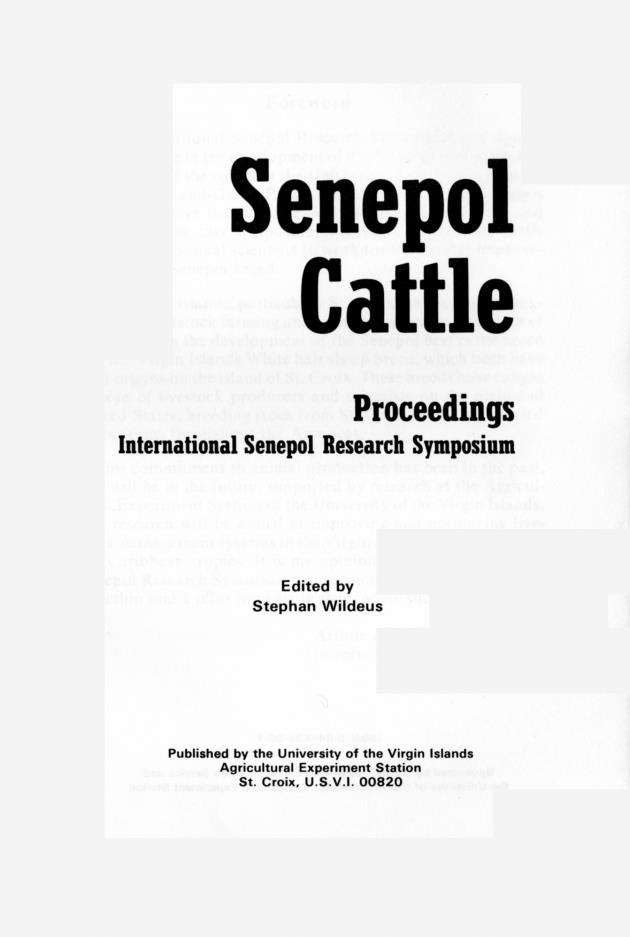 Senepol cattle : proceedings, International Senepol Research Symposium - 0001