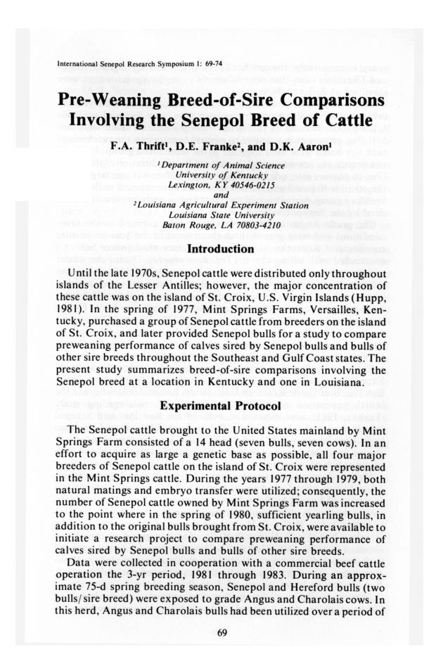 Senepol cattle : proceedings, International Senepol Research Symposium - 0073