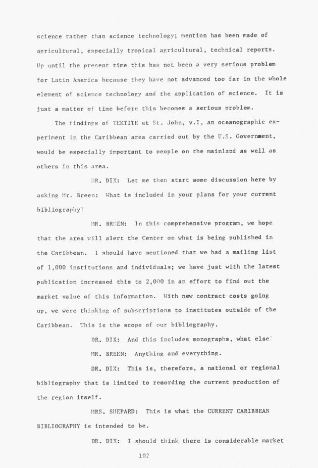 Proceedings - Conference on Sharing Caribbean Resources for Instruction and Research, College of the Virgin Islands, March 17-19, 1969. Conference on Sharing Caribbean Resources for Instruction and Research, College of the Virgin Islands, March 17-19, 1969 - 0107