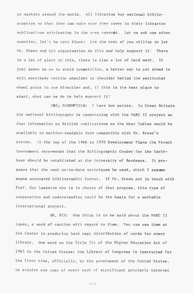 Proceedings - Conference on Sharing Caribbean Resources for Instruction and Research, College of the Virgin Islands, March 17-19, 1969. Conference on Sharing Caribbean Resources for Instruction and Research, College of the Virgin Islands, March 17-19, 1969 - 0108