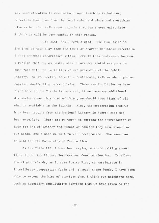 Proceedings - Conference on Sharing Caribbean Resources for Instruction and Research, College of the Virgin Islands, March 17-19, 1969. Conference on Sharing Caribbean Resources for Instruction and Research, College of the Virgin Islands, March 17-19, 1969 - 0114