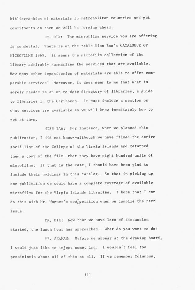 Proceedings - Conference on Sharing Caribbean Resources for Instruction and Research, College of the Virgin Islands, March 17-19, 1969. Conference on Sharing Caribbean Resources for Instruction and Research, College of the Virgin Islands, March 17-19, 1969 - 0116