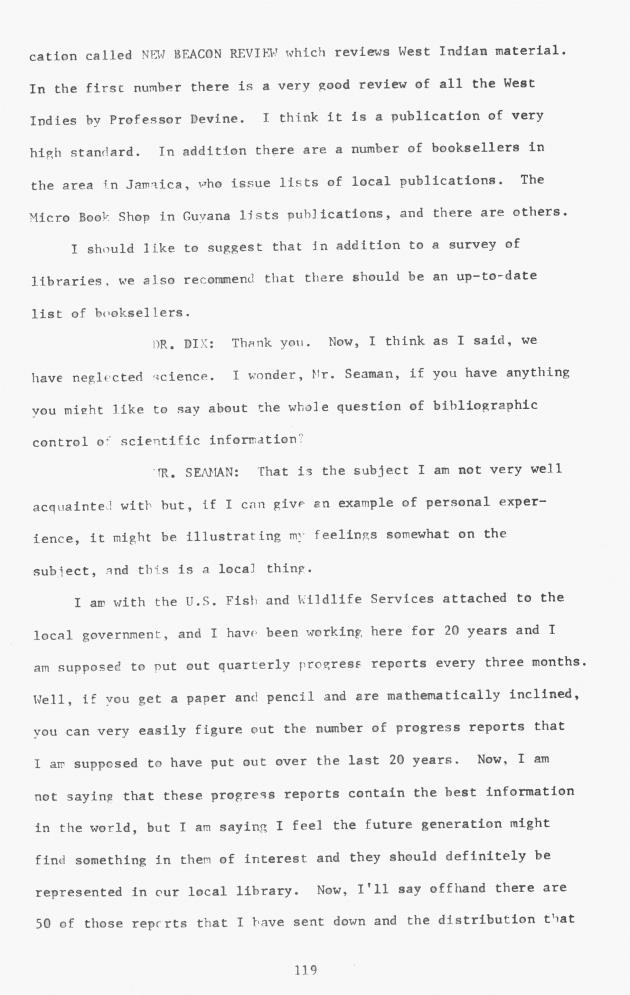 Proceedings - Conference on Sharing Caribbean Resources for Instruction and Research, College of the Virgin Islands, March 17-19, 1969. Conference on Sharing Caribbean Resources for Instruction and Research, College of the Virgin Islands, March 17-19, 1969 - 0124