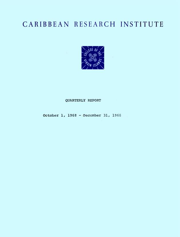 Quarterly Report - Caribbean Research Institute 1968-1969 - 0033