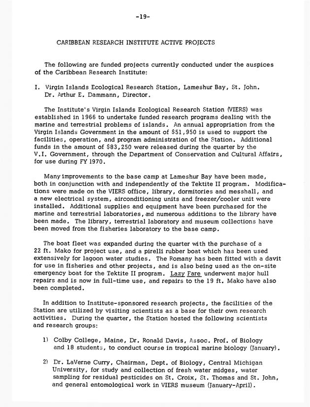 Quarterly Report - Caribbean Research Institute 1970-1971 - 0020