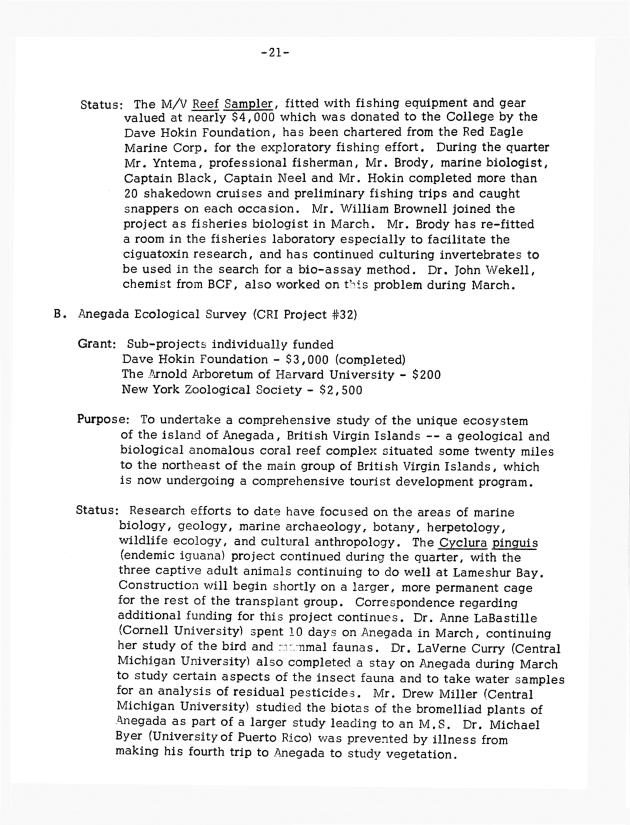 Quarterly Report - Caribbean Research Institute 1970-1971 - 0022