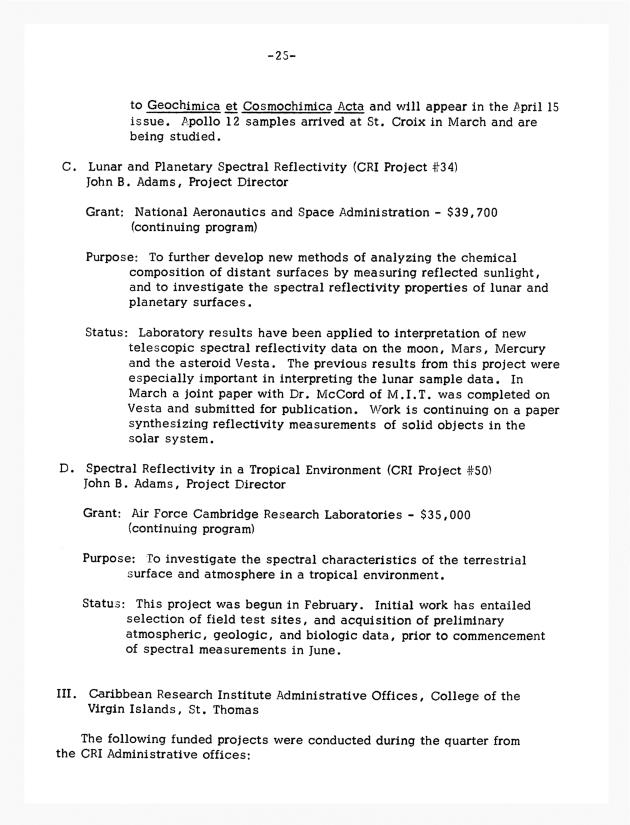 Quarterly Report - Caribbean Research Institute 1970-1971 - 0026