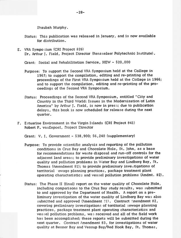 Quarterly Report - Caribbean Research Institute 1970-1971 - 0029