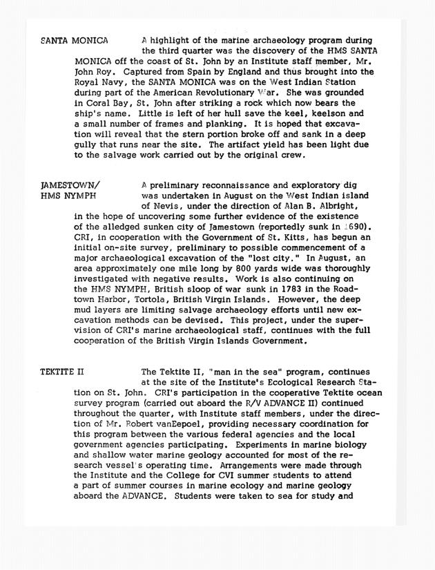 Quarterly Report - Caribbean Research Institute 1970-1971 - 0056