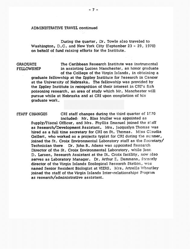 Quarterly Report - Caribbean Research Institute 1970-1971 - 0059