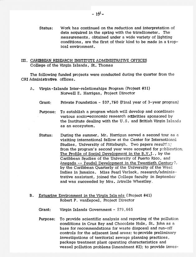 Quarterly Report - Caribbean Research Institute 1970-1971 - 0066