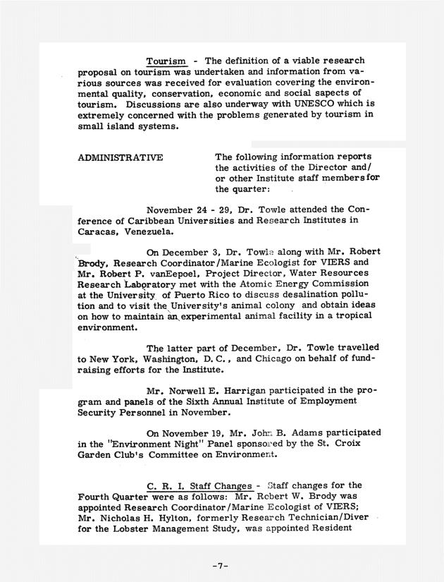 Quarterly Report - Caribbean Research Institute 1970-1971 - 0076