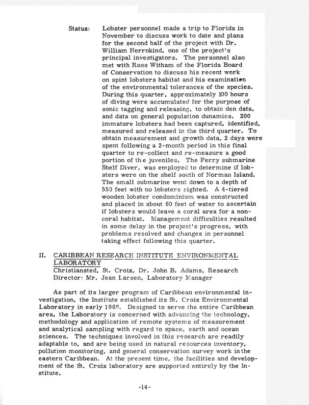 Quarterly Report - Caribbean Research Institute 1970-1971 - 0083