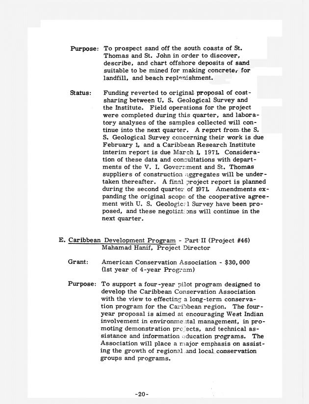 Quarterly Report - Caribbean Research Institute 1970-1971 - 0089