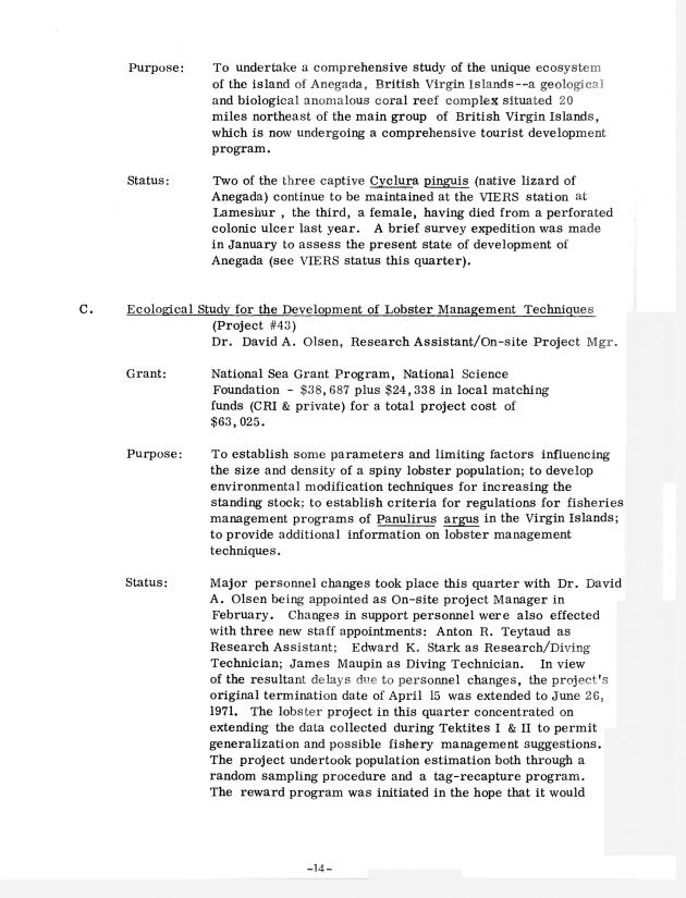 Quarterly Report - Caribbean Research Institute 1970-1971 - 0105