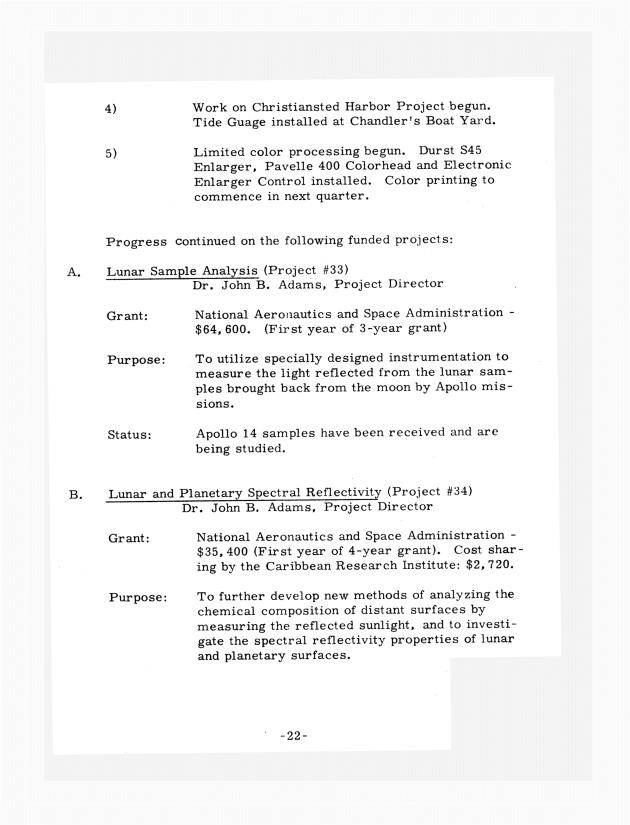 Quarterly Report - Caribbean Research Institute 1970-1971 - 0136