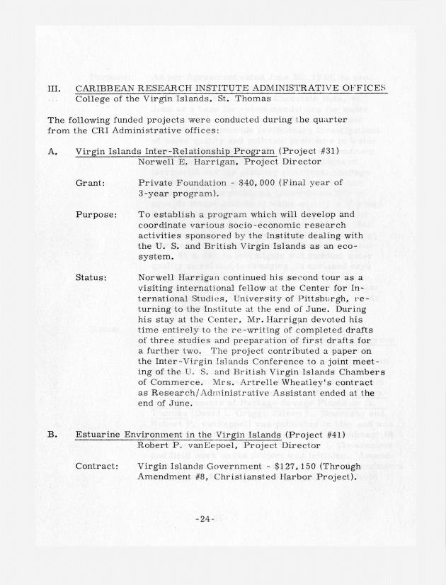 Quarterly Report - Caribbean Research Institute 1970-1971 - 0138