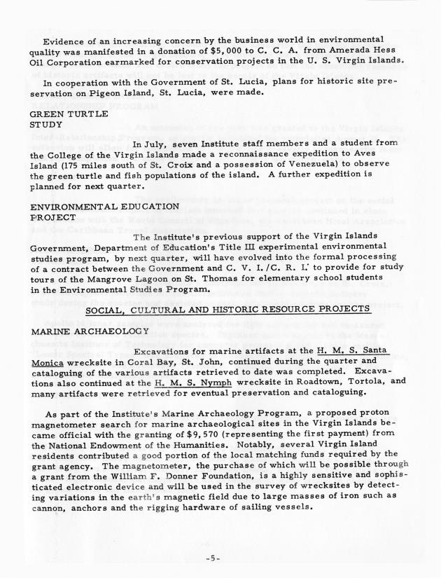 Quarterly Report - Caribbean Research Institute 1970-1971 - 0151