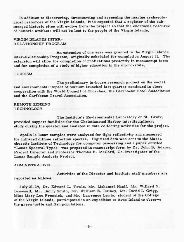 Quarterly Report - Caribbean Research Institute 1970-1971 - 0152