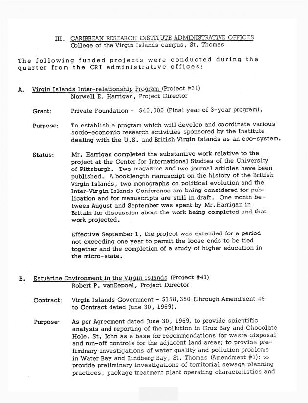 Quarterly Report - Caribbean Research Institute 1970-1971 - 0164