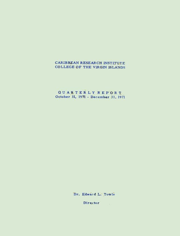 Quarterly Report - Caribbean Research Institute 1970-1971 - 0172