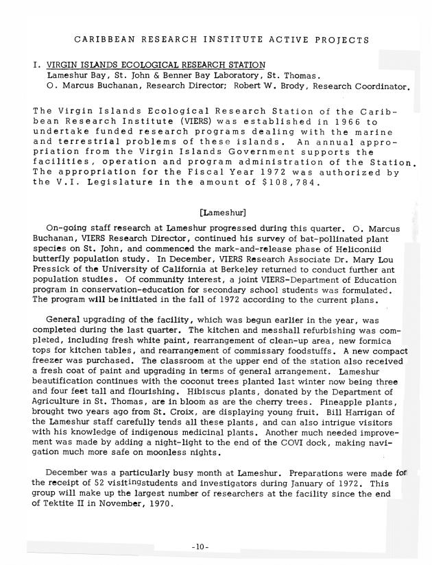 Quarterly Report - Caribbean Research Institute 1970-1971 - 0182