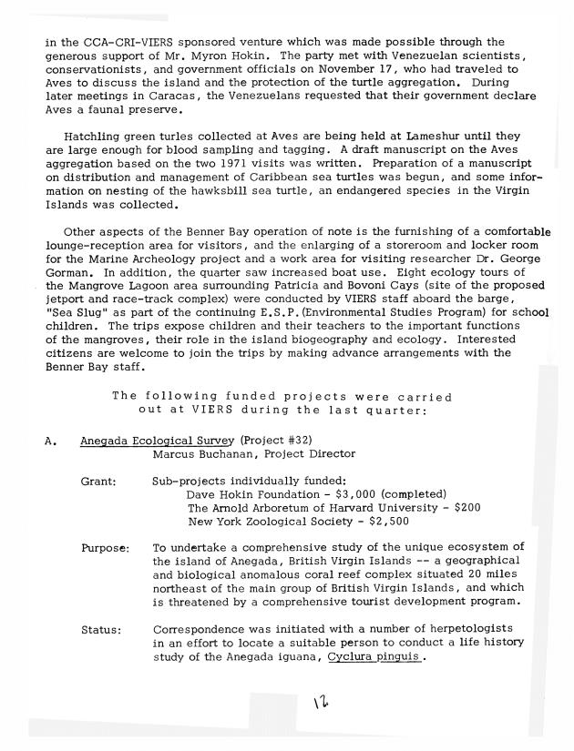 Quarterly Report - Caribbean Research Institute 1970-1971 - 0184