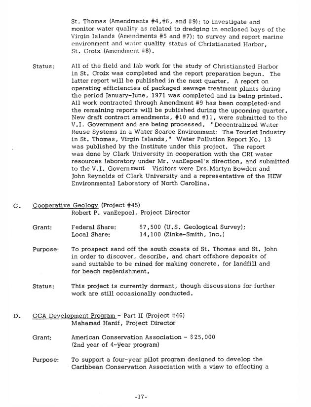 Quarterly Report - Caribbean Research Institute 1970-1971 - 0189