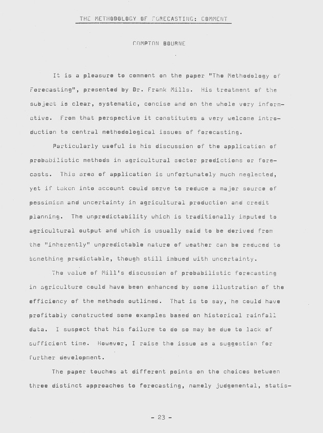 Proceedings of a seminar on forecasting in microstate economies Working paper - 0030