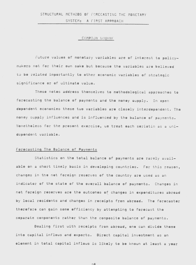 Proceedings of a seminar on forecasting in microstate economies Working paper - 0035